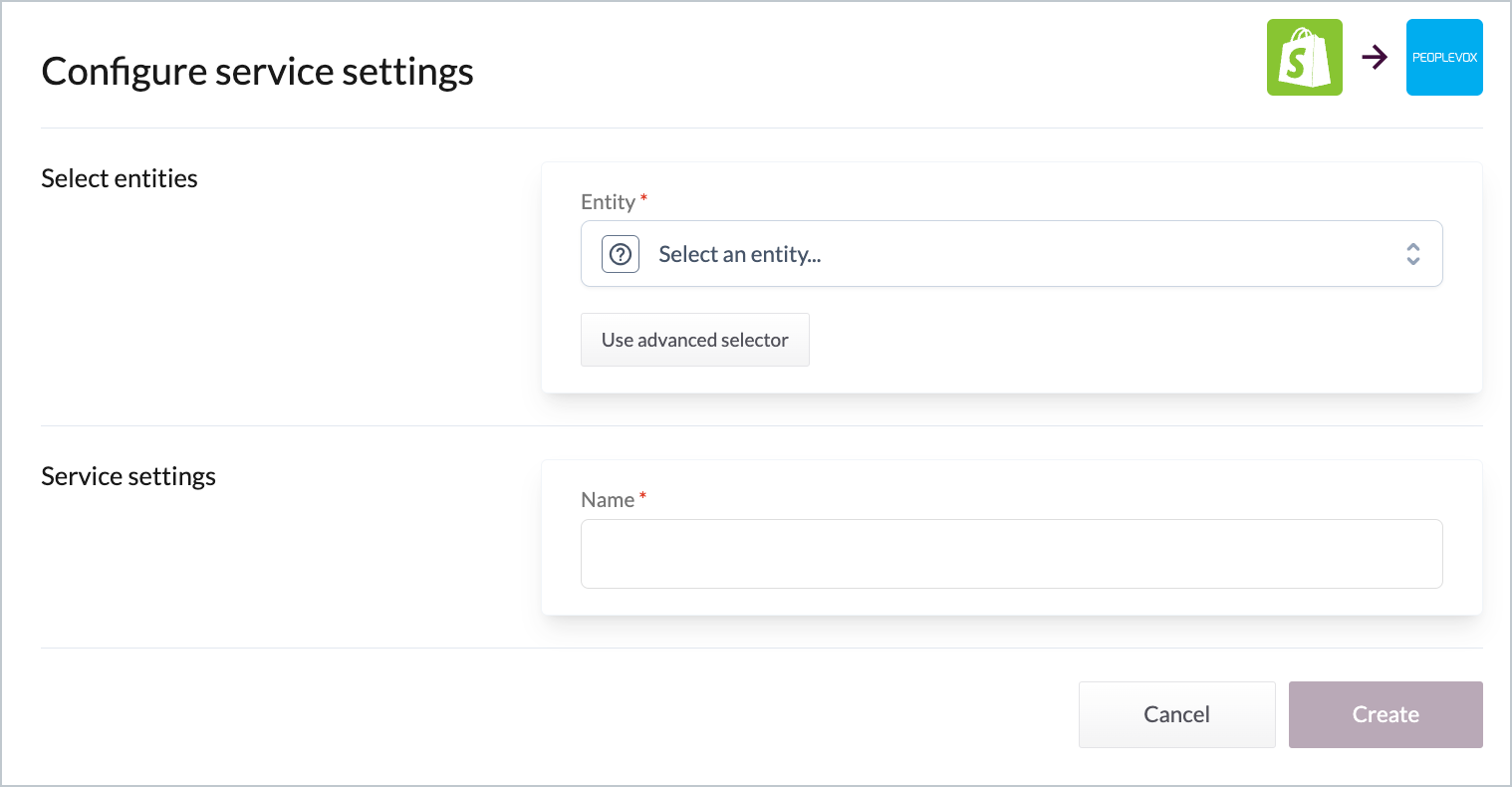 Configure service settings page